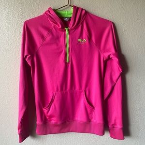 FILA SPORT pink & neon green half zip 90s jacket